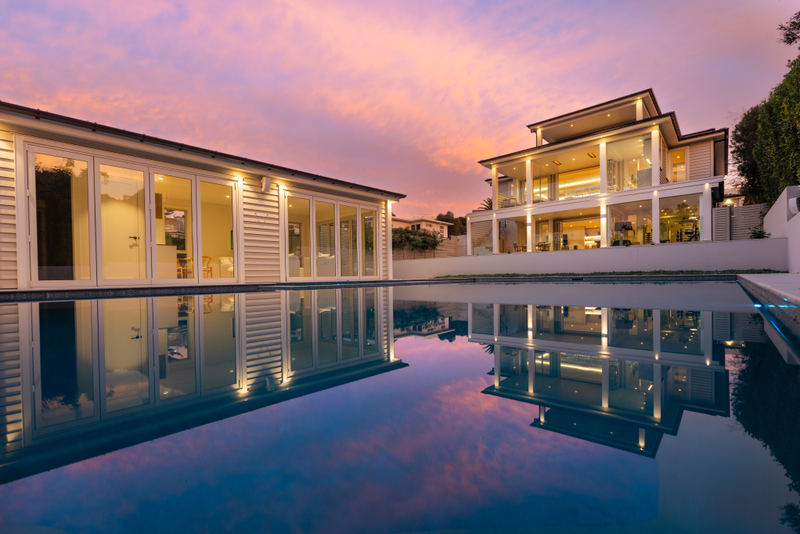 Pool at dusk, 20 Springcombe Road, St Heliers